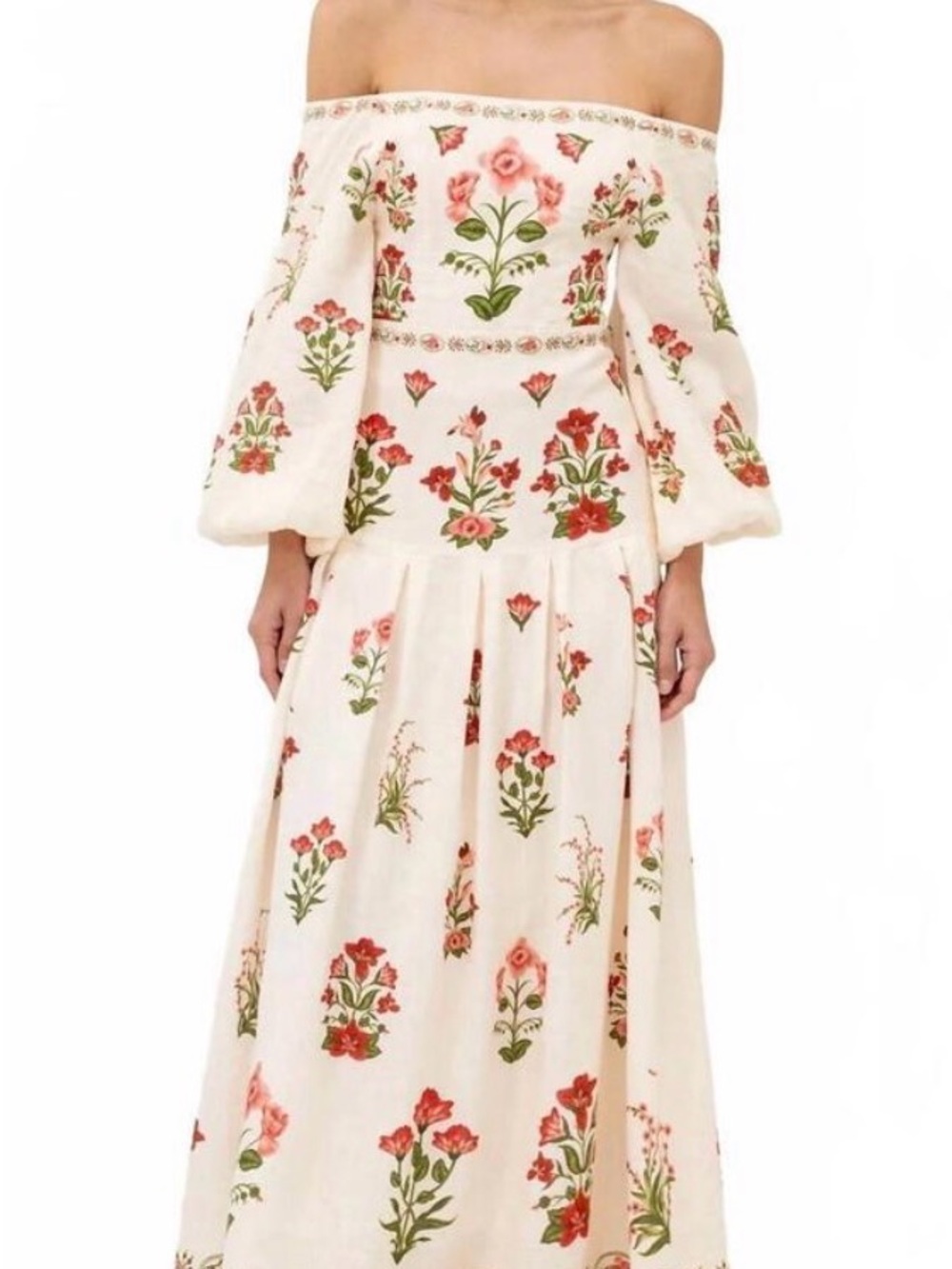 Looking for!! Agua Bendita Cream One-Shoulder Floral Maxi Dress